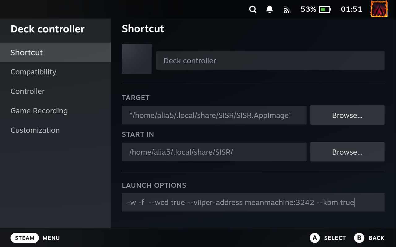 Example Deck Controller Shortcut